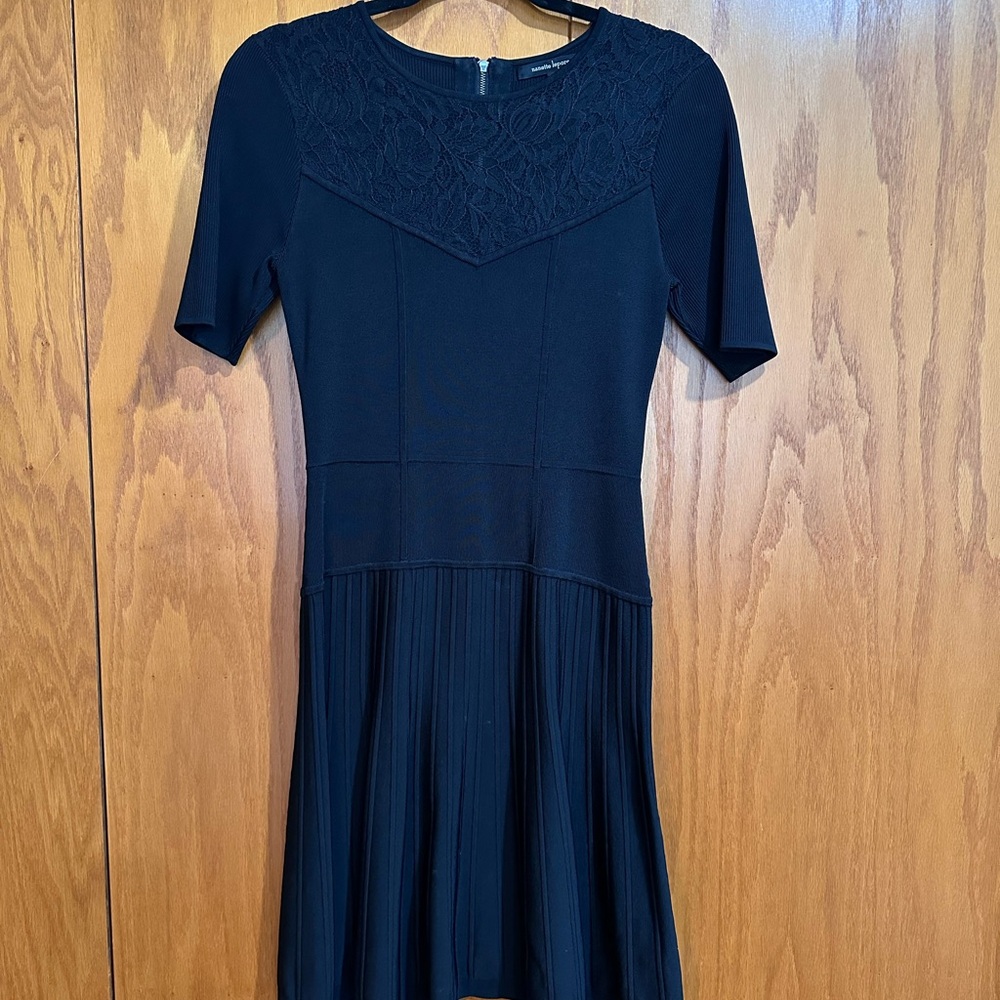 Black Women's Lace-Trim Fit & Flare Dress